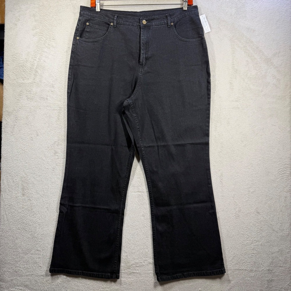 TravelSmith Jeans Womens 20W Black Stretch Denim High Rise Straight Leg NWT